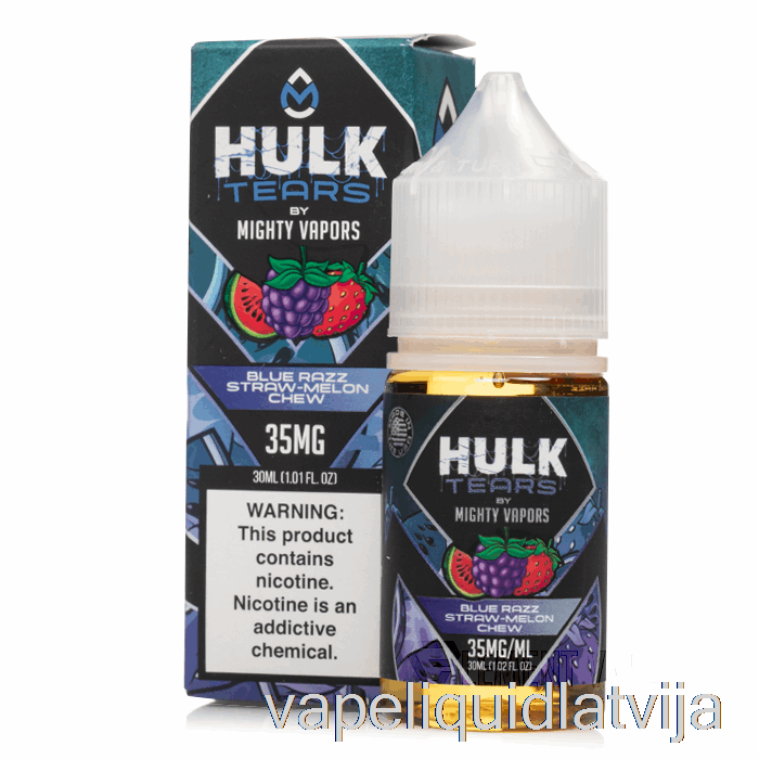 Zils Razz Salmu Melones Košļājamā - Hulk Asaru Sāļi - 30ml 50mg Vape šķidrums